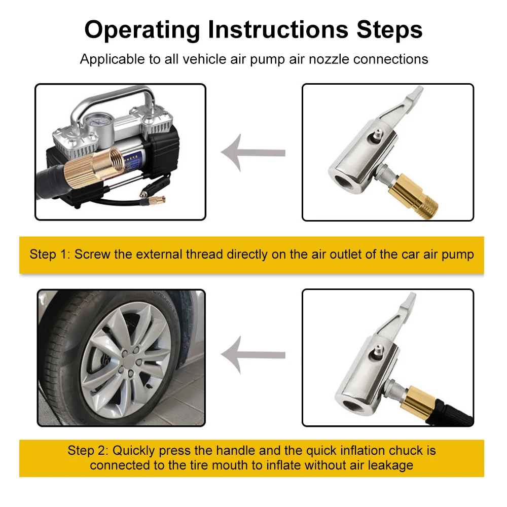 Electric Car Air Pump Adapter Air pressure flow 50L/min  Quick press handle Accessories