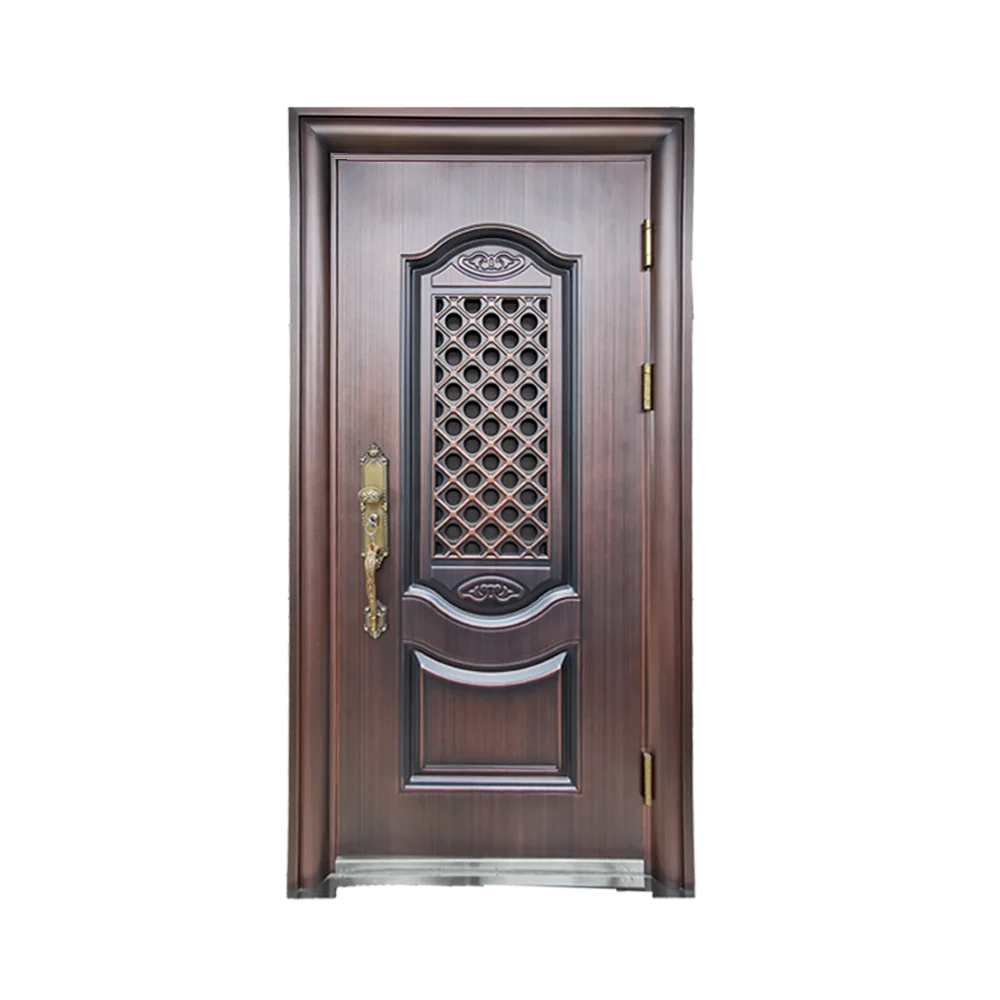 China wholesale modern outer metal steel door entry interior stainless steel front door for room with smart lock