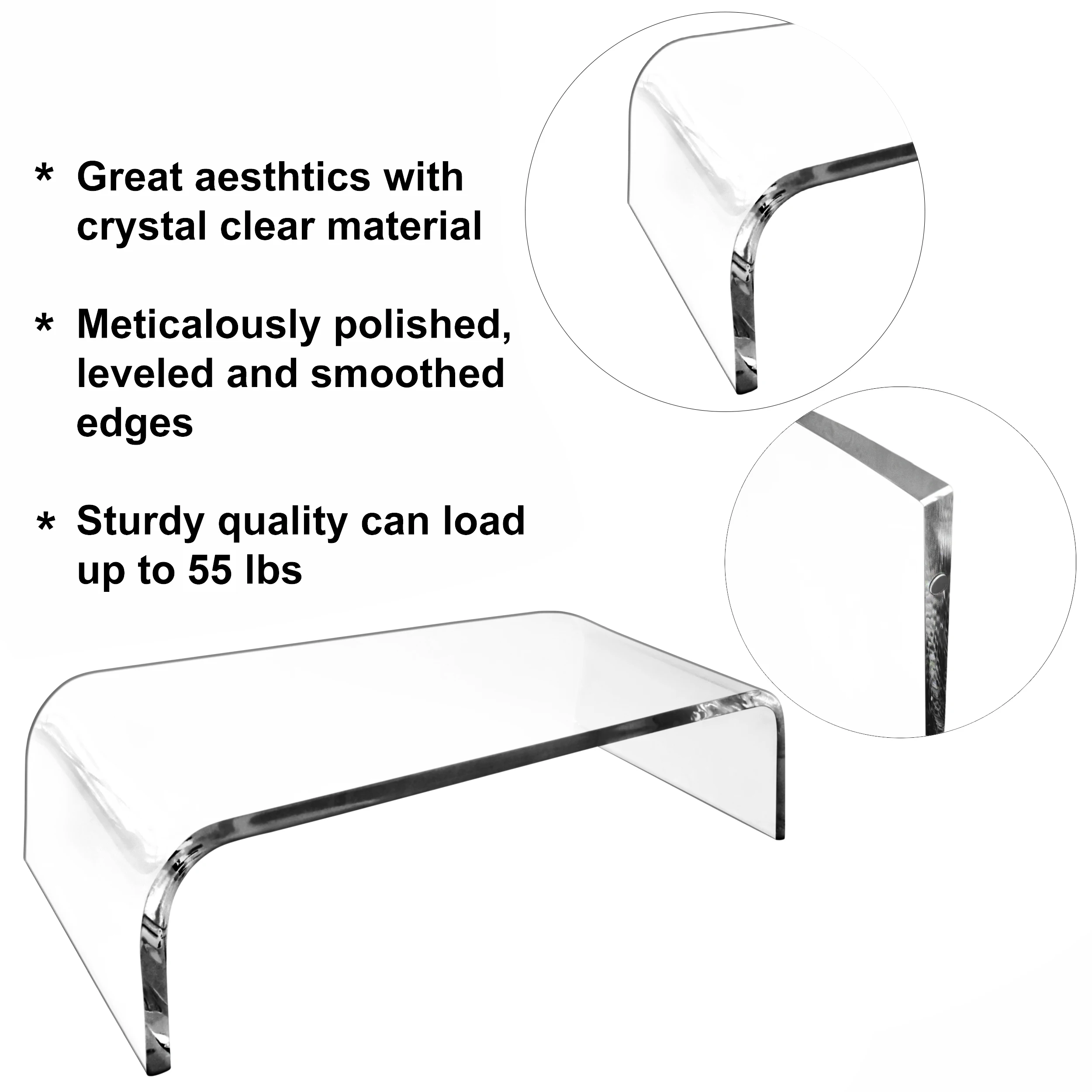 Acrylic Monitor Stand Premium Large Monitor Riser 20 inch Crystal Clear Acrylic Computer Stand Laptop Desk Stand