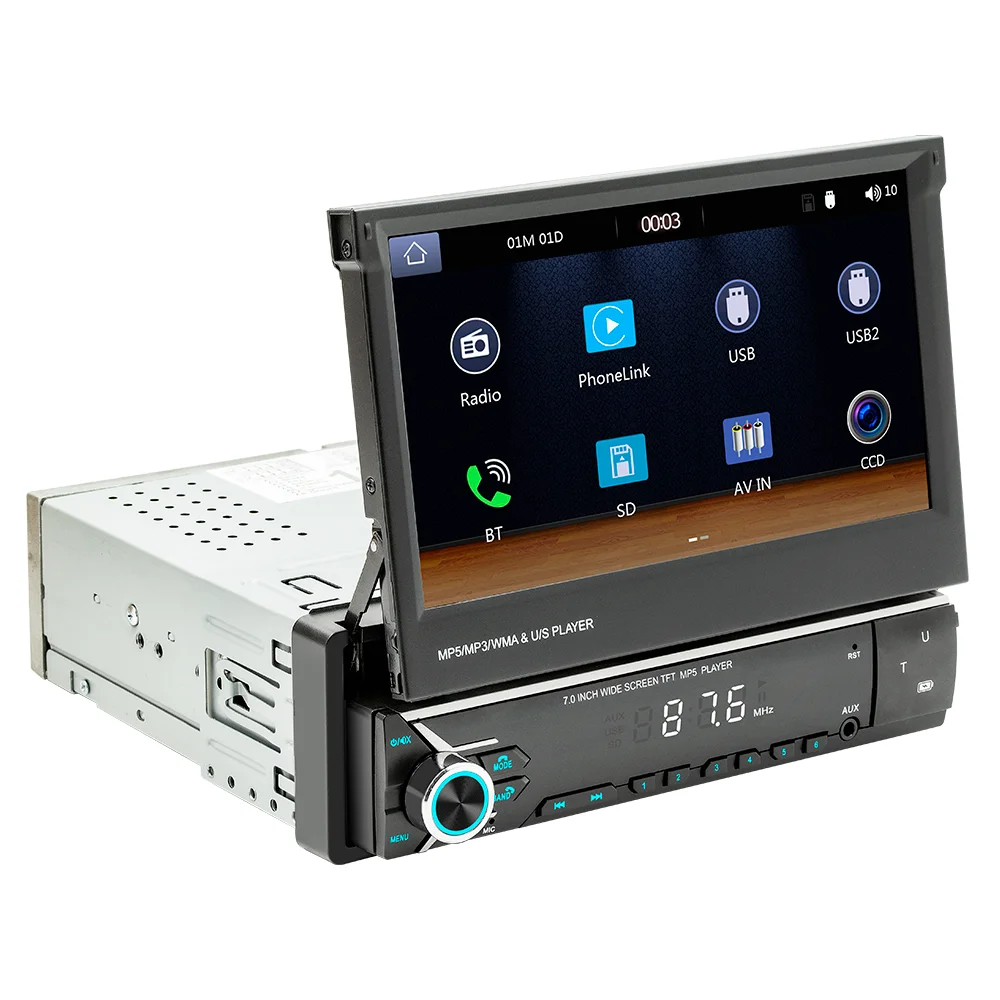 Single 1 Din Universal 7 Inch Capacitive Touch Screen navigation system for car With Carplay And Android Auto