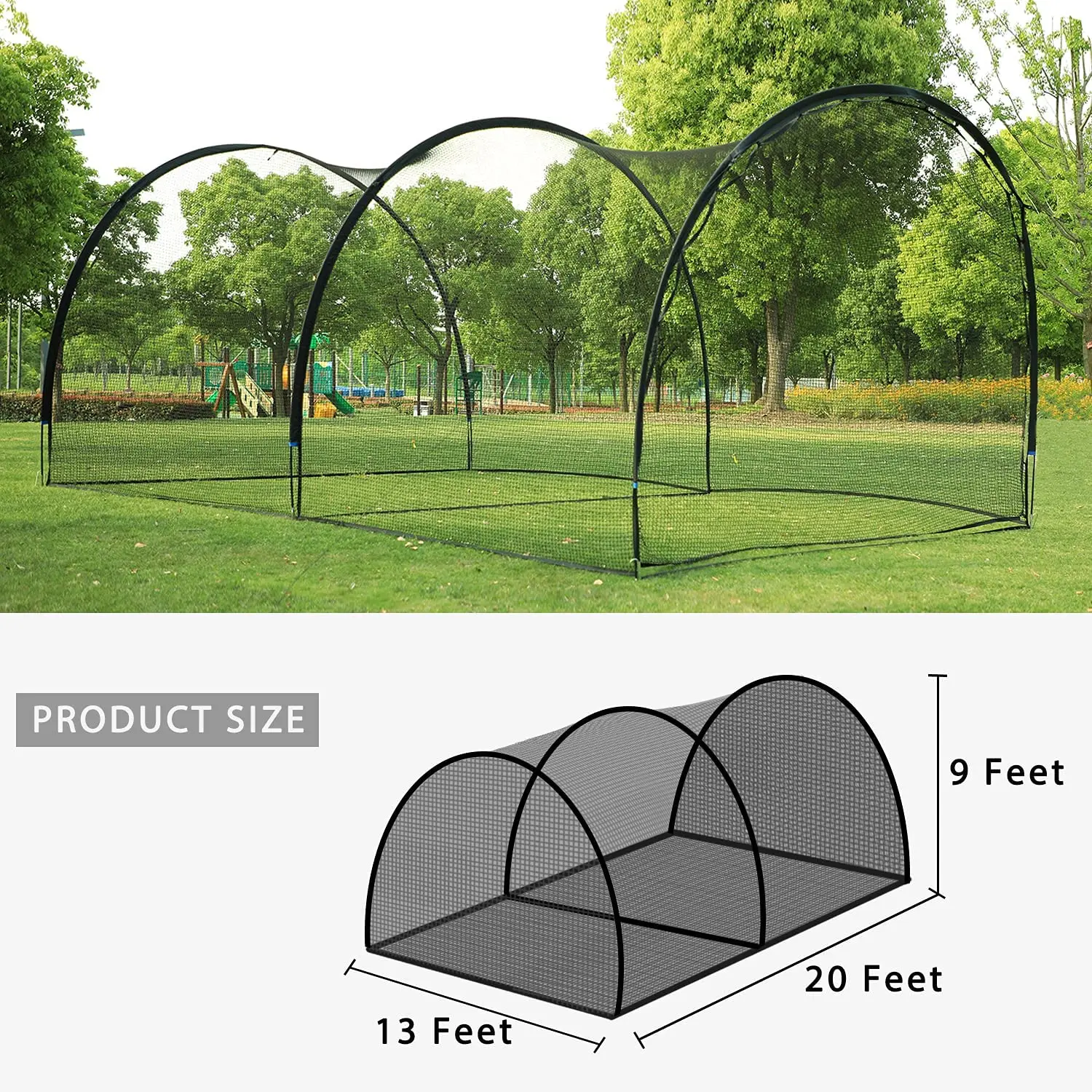 20FT Portable Baseball Softball Hitting Cage Netting Baseball Batting Cage