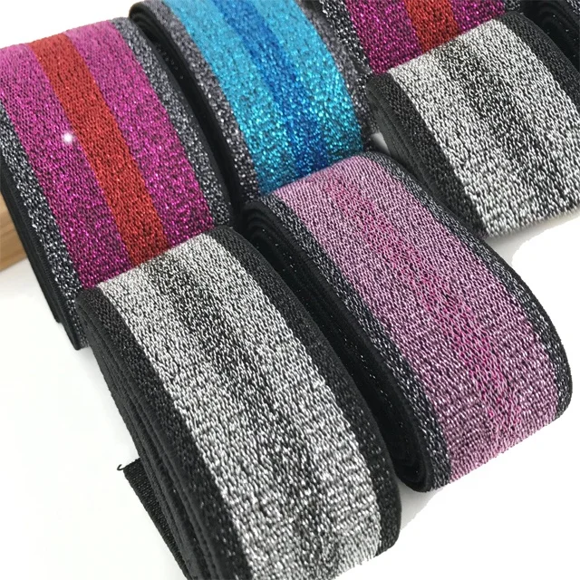 Black Golden Short Skirt Elastic Webbing Ribbon Materials Lurex Elastic Band Tapes 5 cm and 3 cm Wide