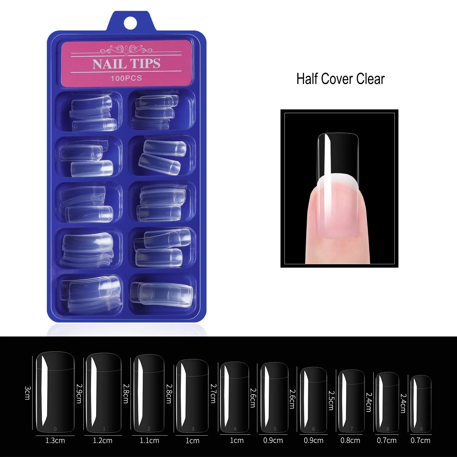 100pcs Half French False Nail Art Tips Acrylic UV Gel Manicure Tip Nail French Nail Piece Finished DIY Artificial Tips