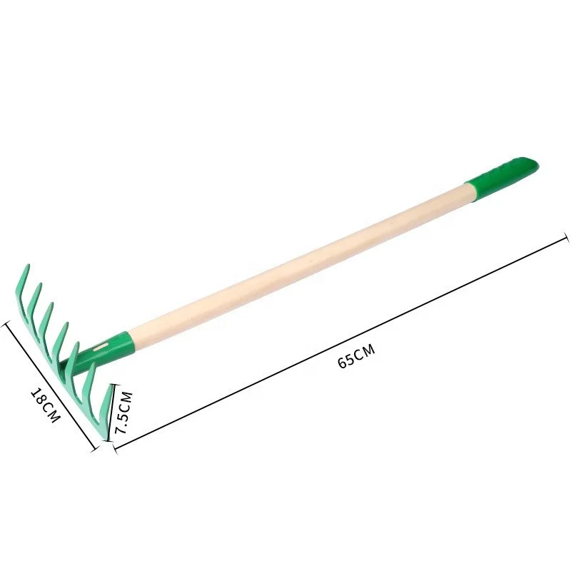 4pcs Kids Garden Tool Set - Multicolored Kids Gardening Tools Wooden Handle and Metal Head - Rake, Spade, Hoe, Leaf Rake for Kid