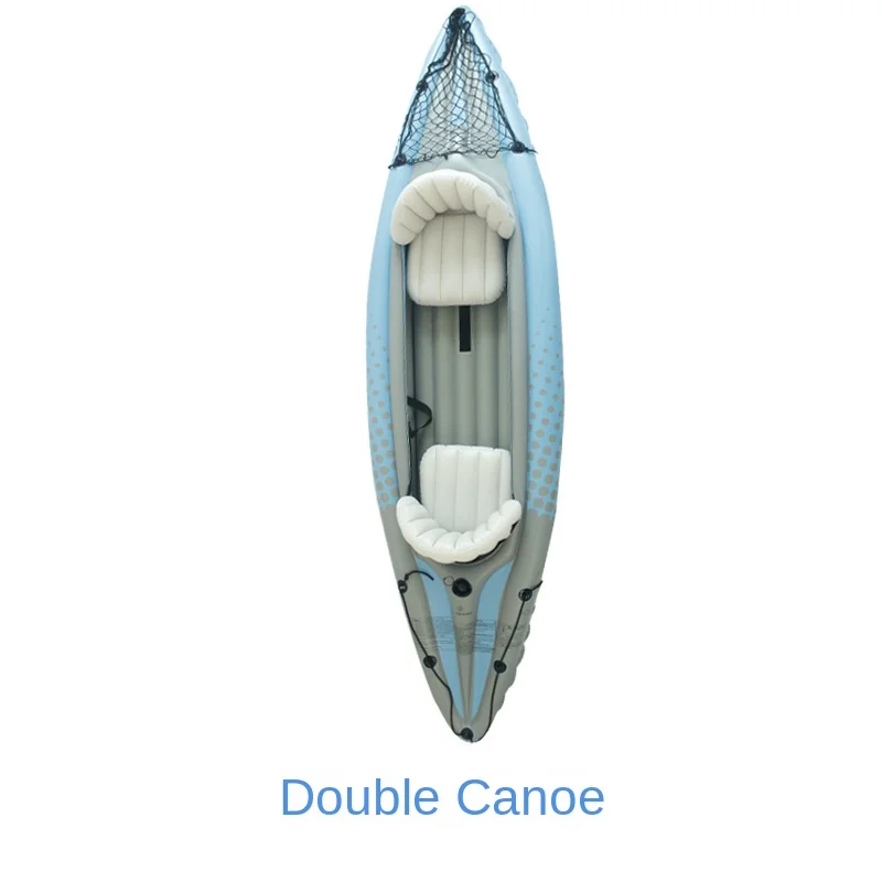 Factory Custom PVC Inflatable Kayak Portable Folding Rubber Boat Single Double Outdoor Adventure Canoe Drifting Fishing PE Hull