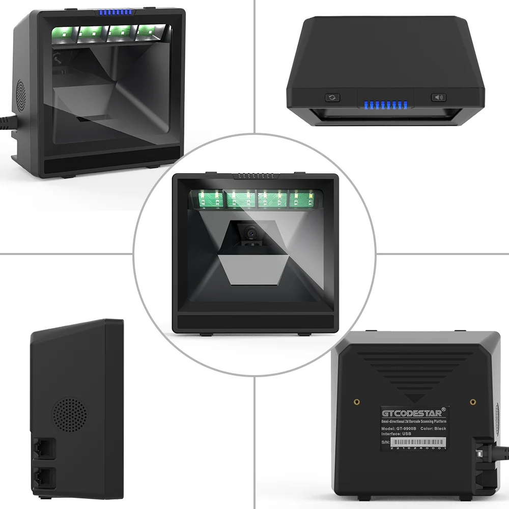 China 2D Cmos Usb/Rs232 0mni-Directional Wireless Or Scanner Auto Scan Desktop Barcode Scanner