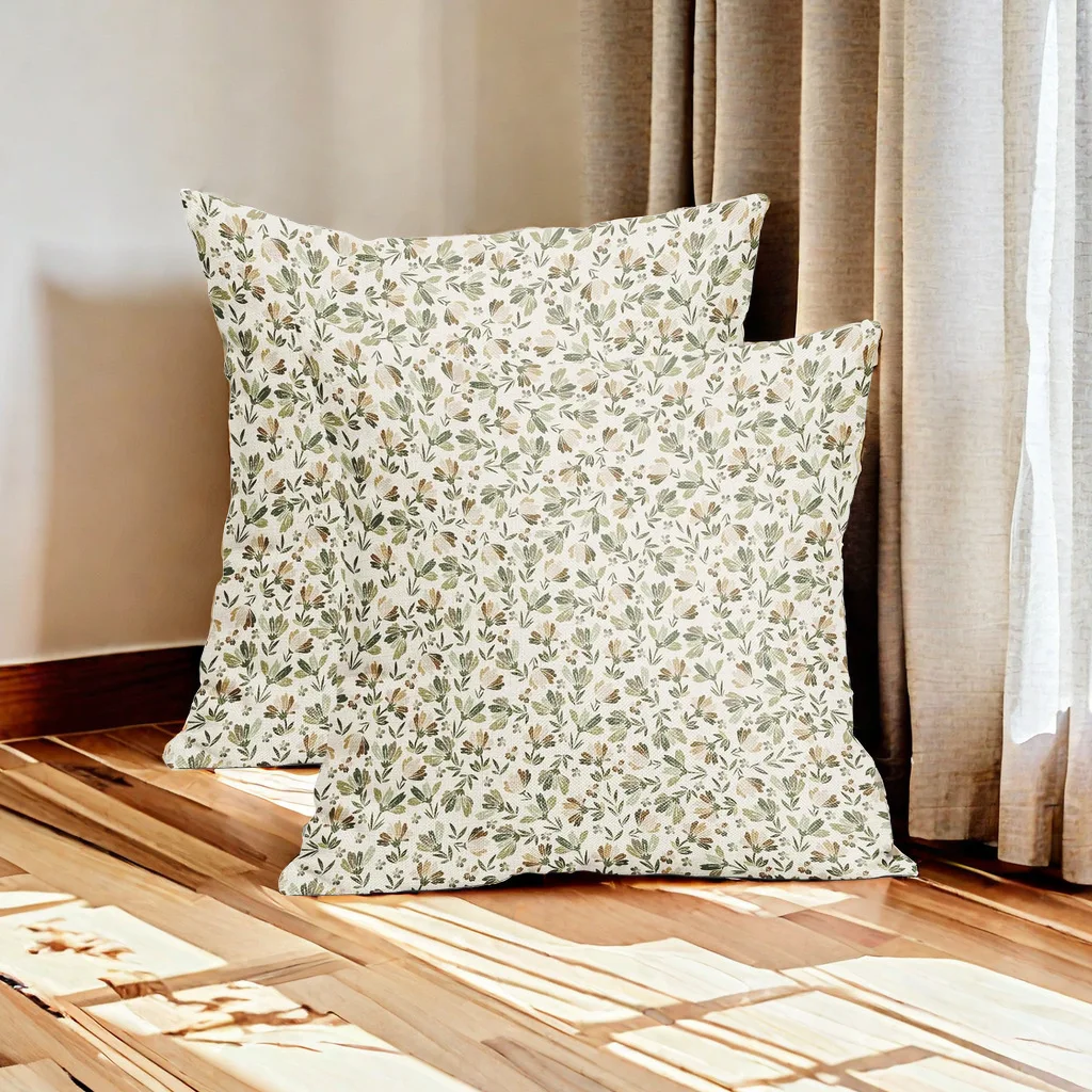 Vintage Flower Throw Pillow Covers 18x18  Rustic Cute Small Floral Black Brown Old Style Decorative Pillows Outdoor PillowCase