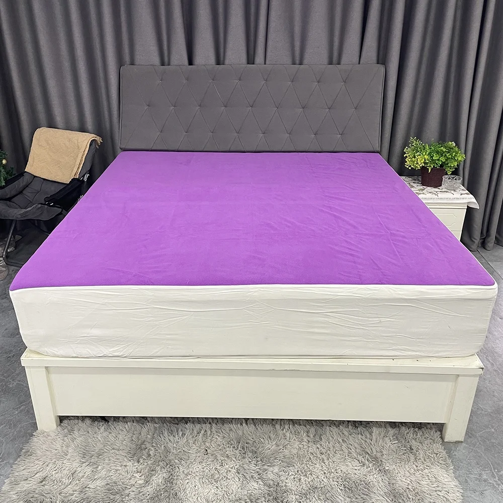 Violet white patchwork simple design waterproof mattress cover protector baby mattress set