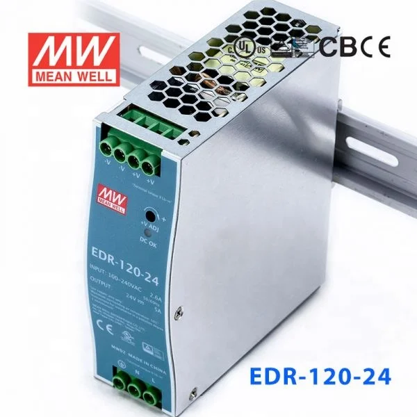 EDR-120 series 120W 12V 24V 48V AC-DC SMPS DIN Rail SMPS low cost  MEAN WELL Switching Power Supply
