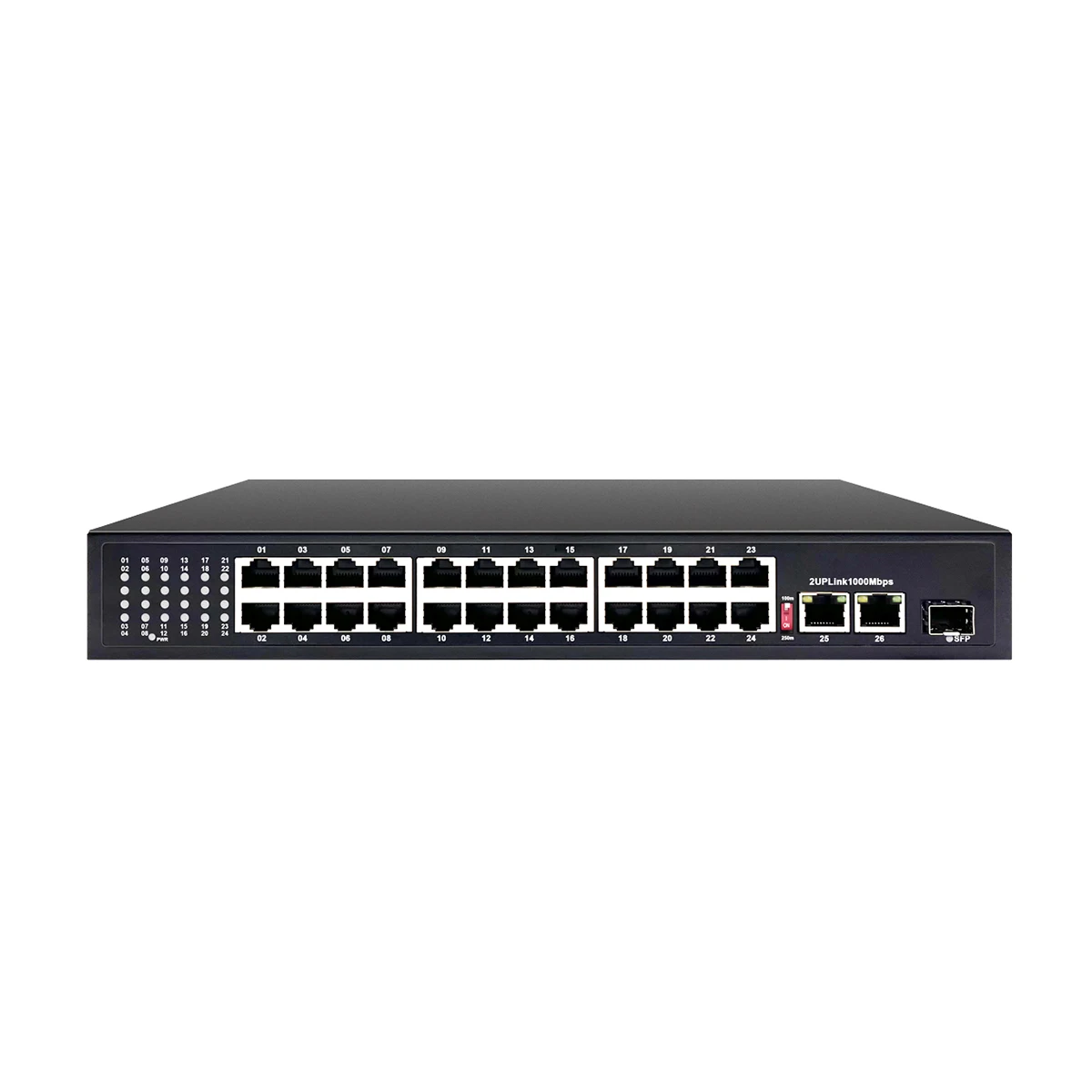 24 Ports 10/100M POE Switch 24 Ports With 2 Gigabit Uplink Ports 1 SFP Fiber Port POE Switch