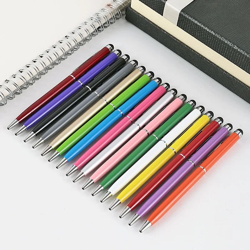 GemFully hot sales colourful multi function ball pen 2 in 1 business advertising slim metal ballpoint pen with logo