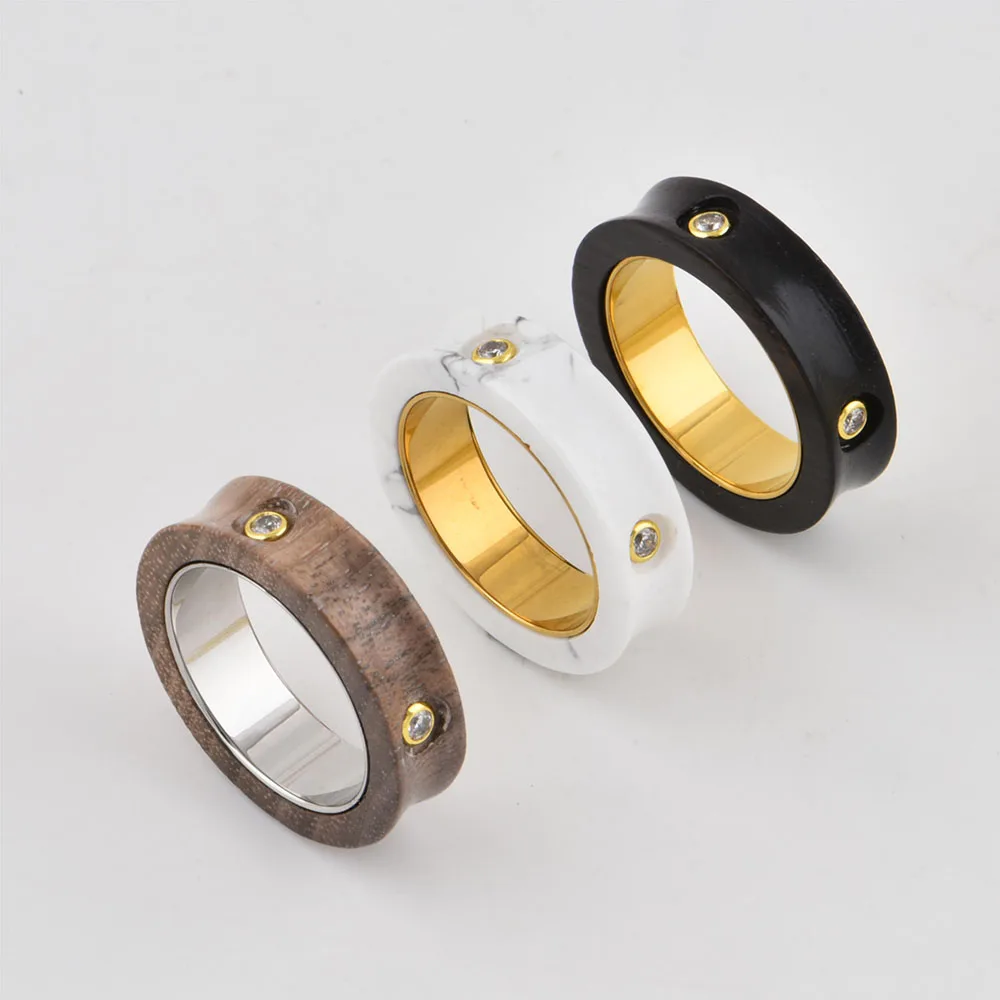 ChinChin Romantic Love Brand Ring Non Tarnish Waterproof Stainless Steel 18K Gold Plated Finger Zircon Rings Women