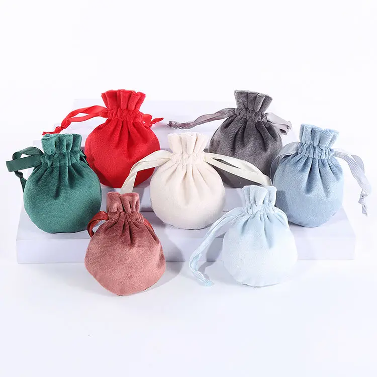 Custom Velvet Envelope Dust Bags Blush Packaging Purple Jewelry Bags School Round Drawstring Pouches Recyclable