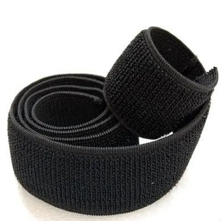 Factory low price Nylon polyester Black Unnapped Elastic Hook And Loop Tape Roll