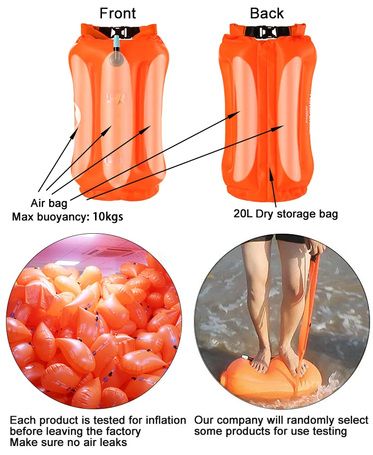 Inflatable Safety Float Adjustable Waist Belt Drybag Swim Buoy bagTriathletes Open Water Swimming Safe For Training Kayaking