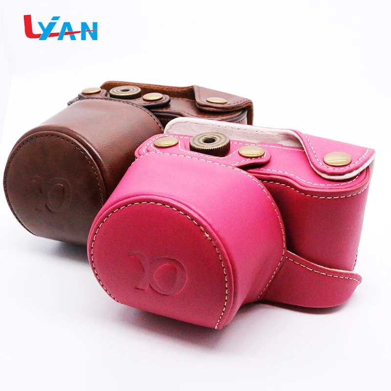 Custom outdoor travel fashion pu leather mirrorless camera bag