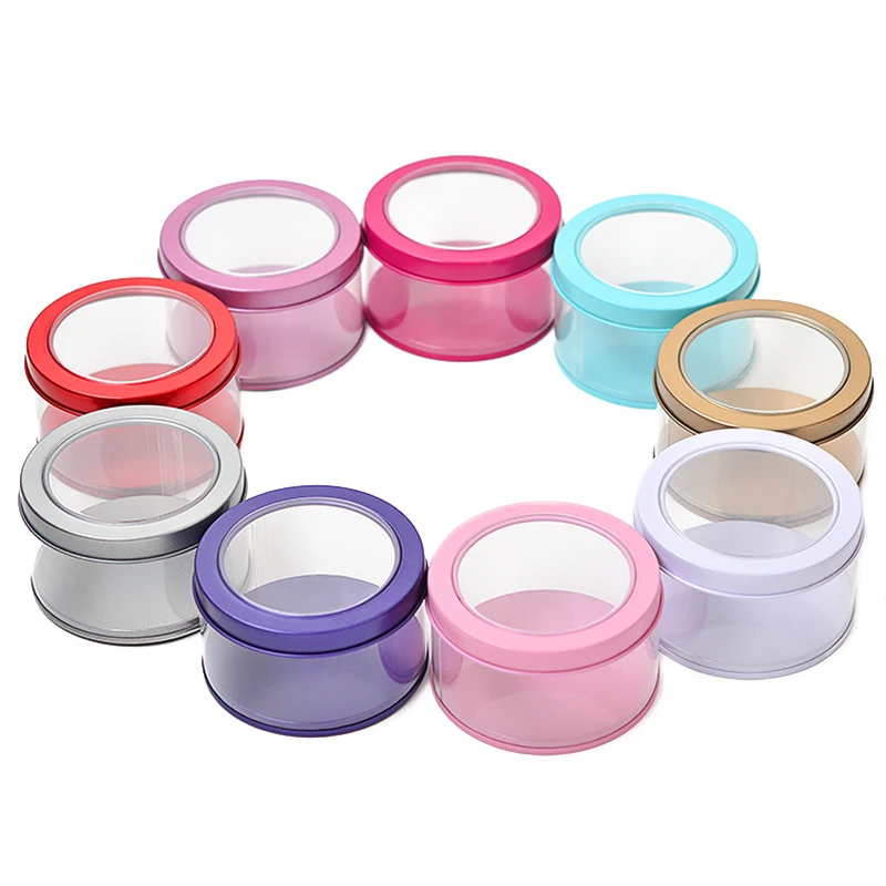 Professional customization transparent chocolate tin boxes plastic cookie tin box with  PVC window