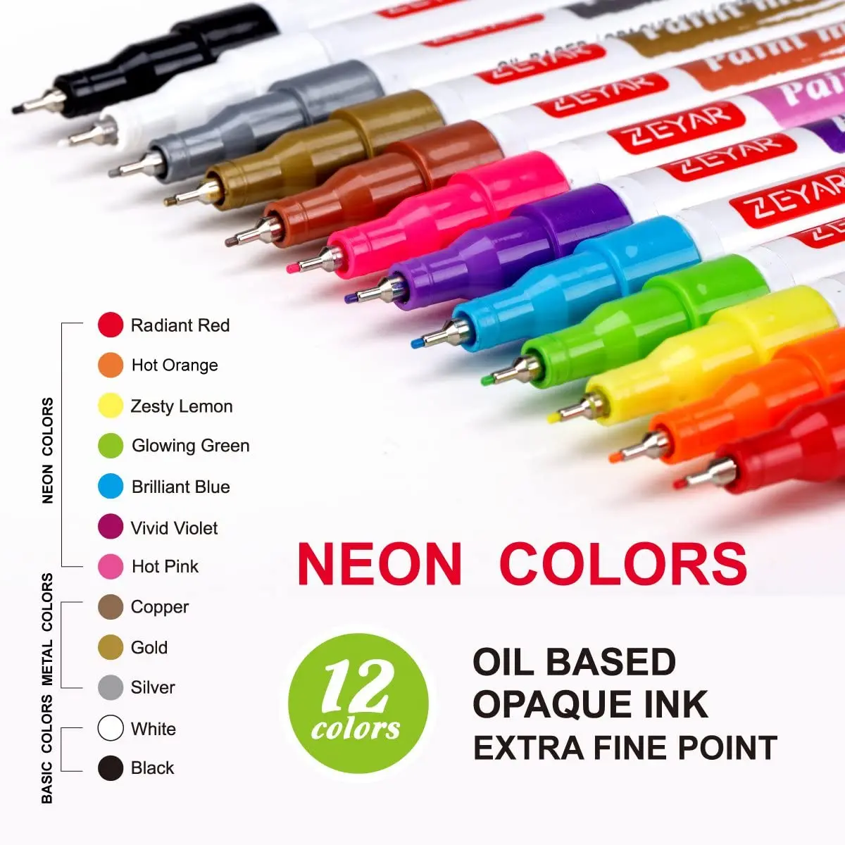 Customization ZEYAR oil based Paint Marker Extra Fine Point Permanent&Waterproof Ink Works on Rock Wood Glass