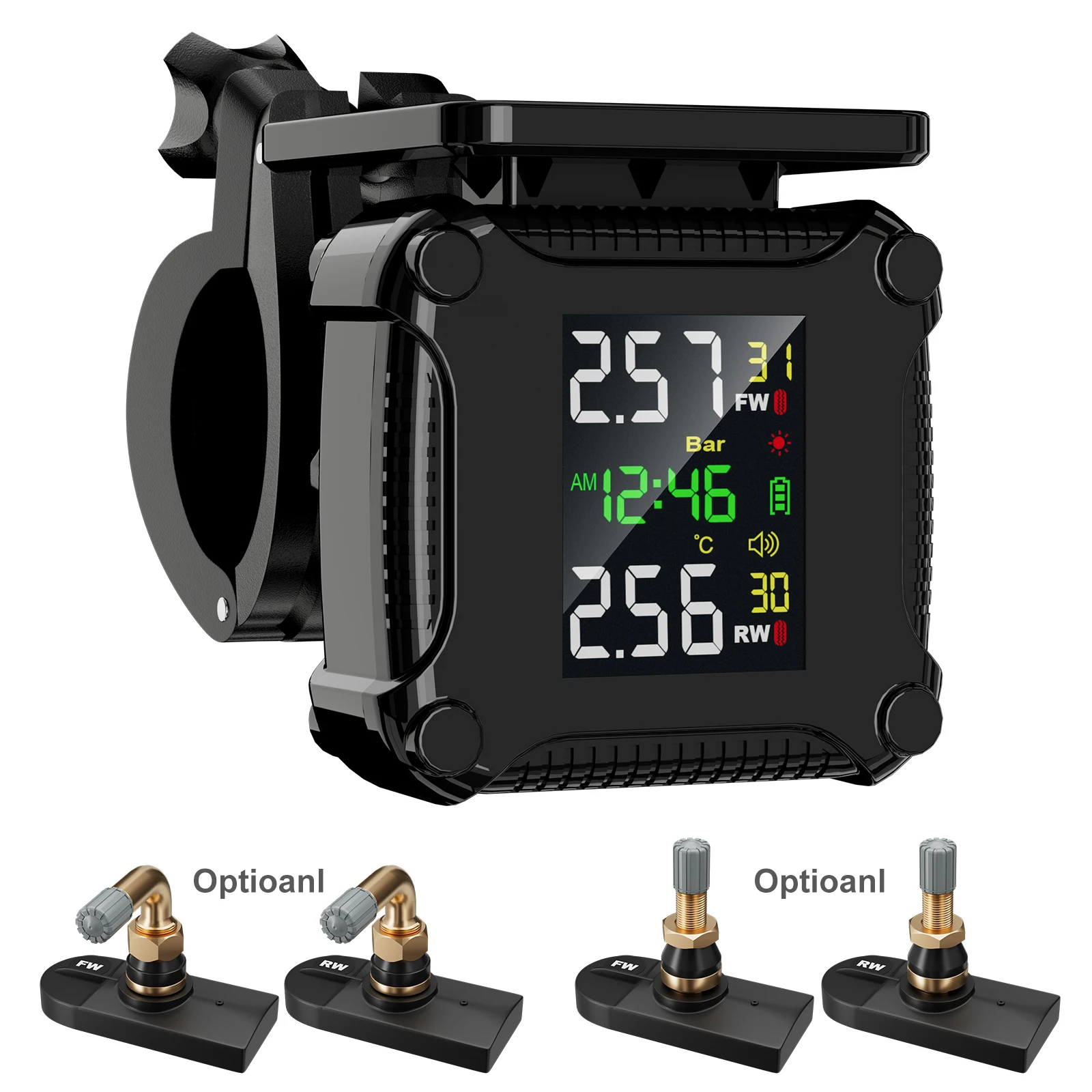 2 pcs internal sensor built in Panasonic battery wireless solar TPMS for motorcycle TPMS tire pressure monitoring system