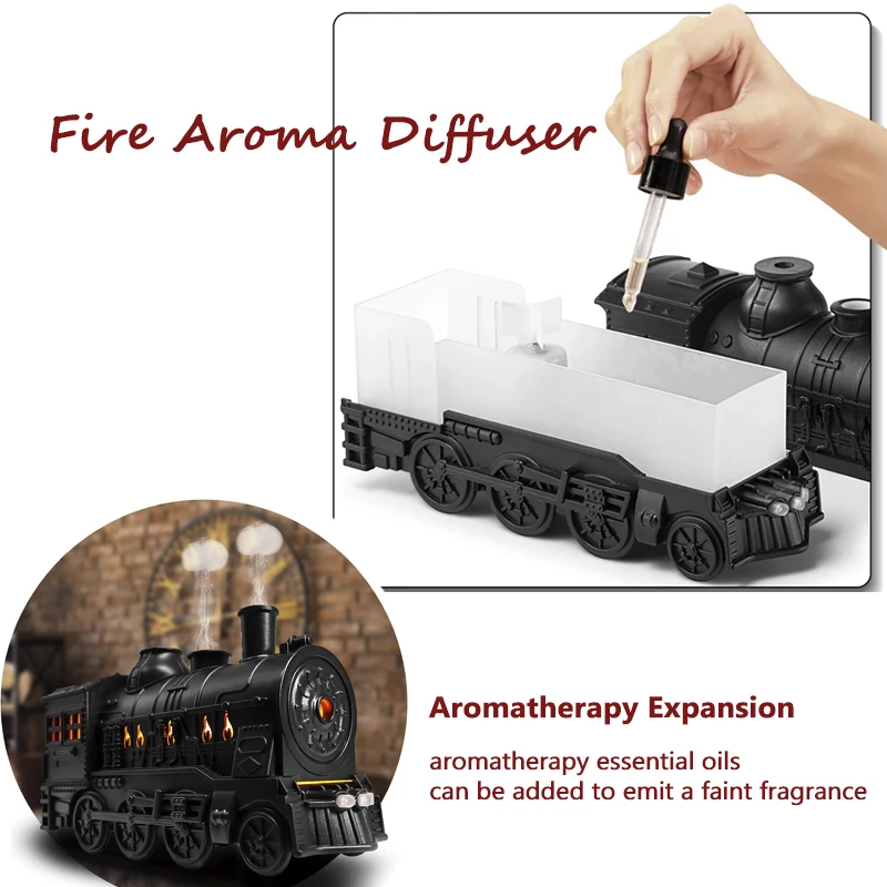 Home 300ml train volcano fire flame aroma fragrance diffuser