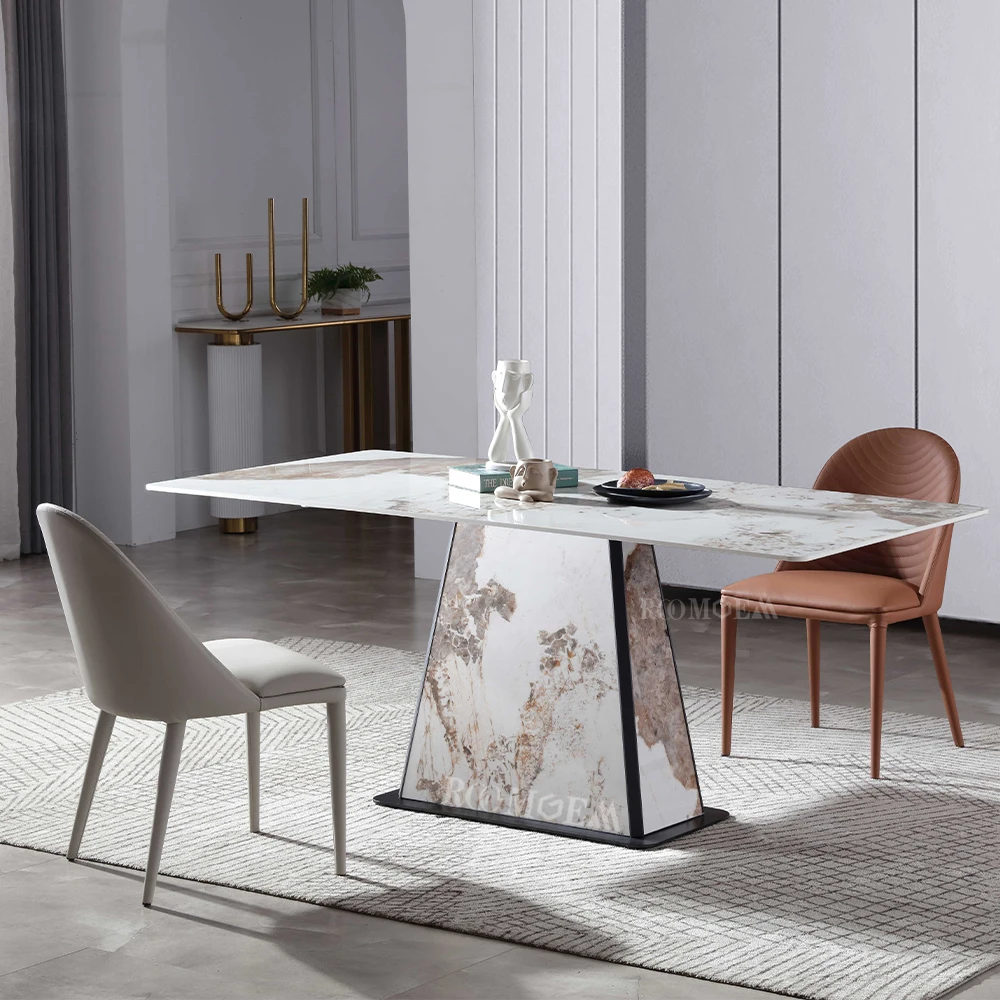 FOSHAN 8 Seater Dinners Furnitures Sintered Slab Table Dining Room Marble Table Set