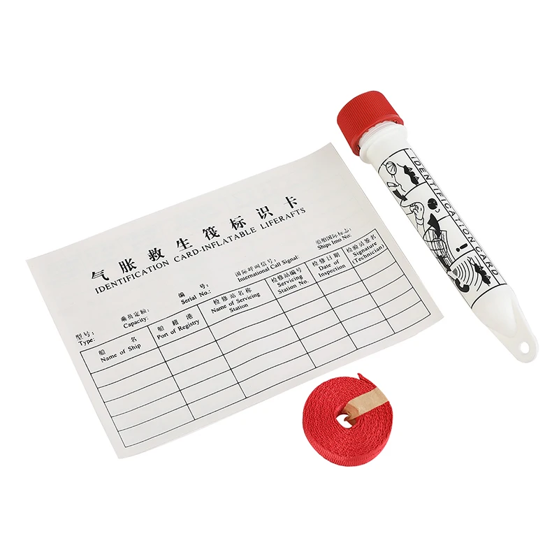 SOLAS  Life Raft Identification ID tube  with Rope and ID card