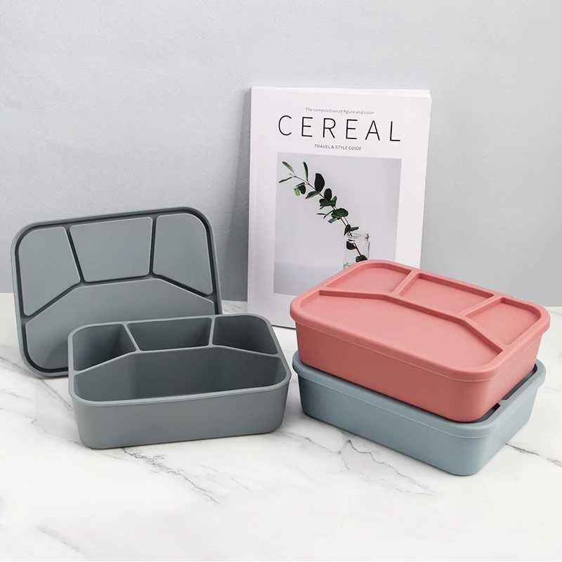 Stackable Food Storage Container with Lid Lunch Fruit Silicone Bento Box Durable Lunch Box Containers