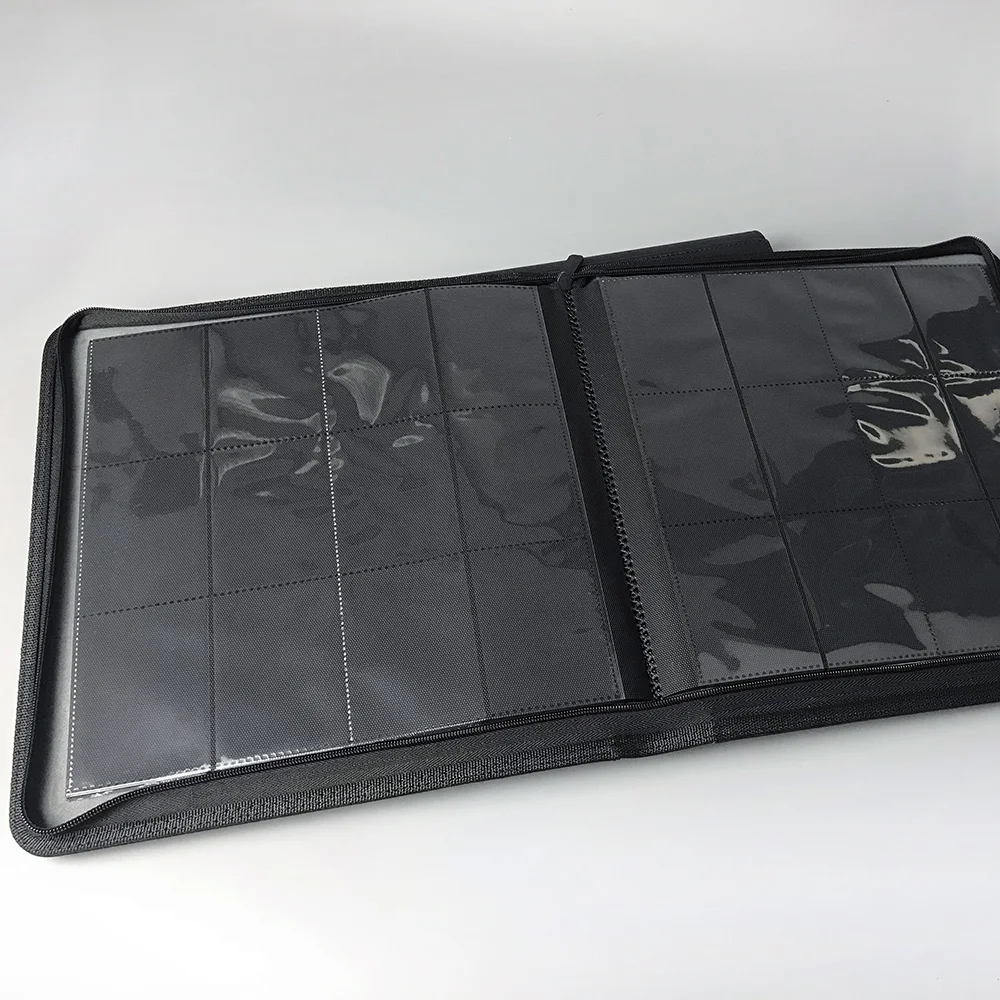 12 Pocket Black Trading Card Album 480 Side Loading Pocket Binder with Zipper for Football Cards, Baseball Cards