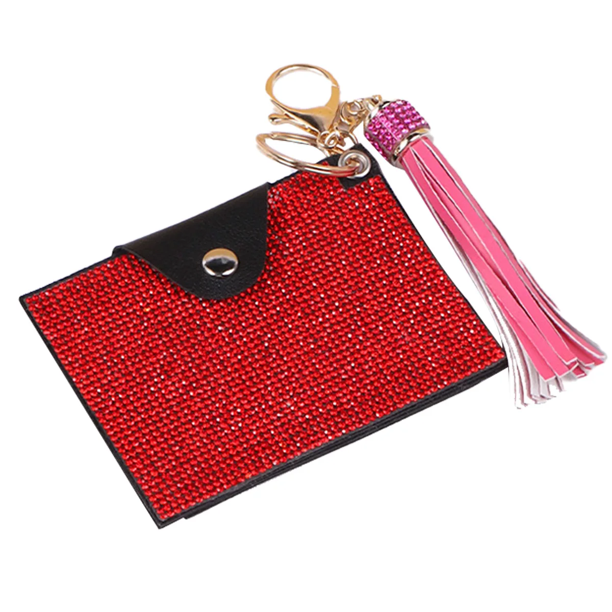 2024 Hot selling explosive card bag tassel leather diamond pendant bag keychain
