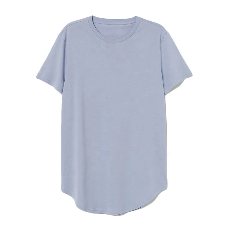 Wholesale Blank Pima Cotton T-shirts Custom Logo Scoop Bottom Hem T-shirt