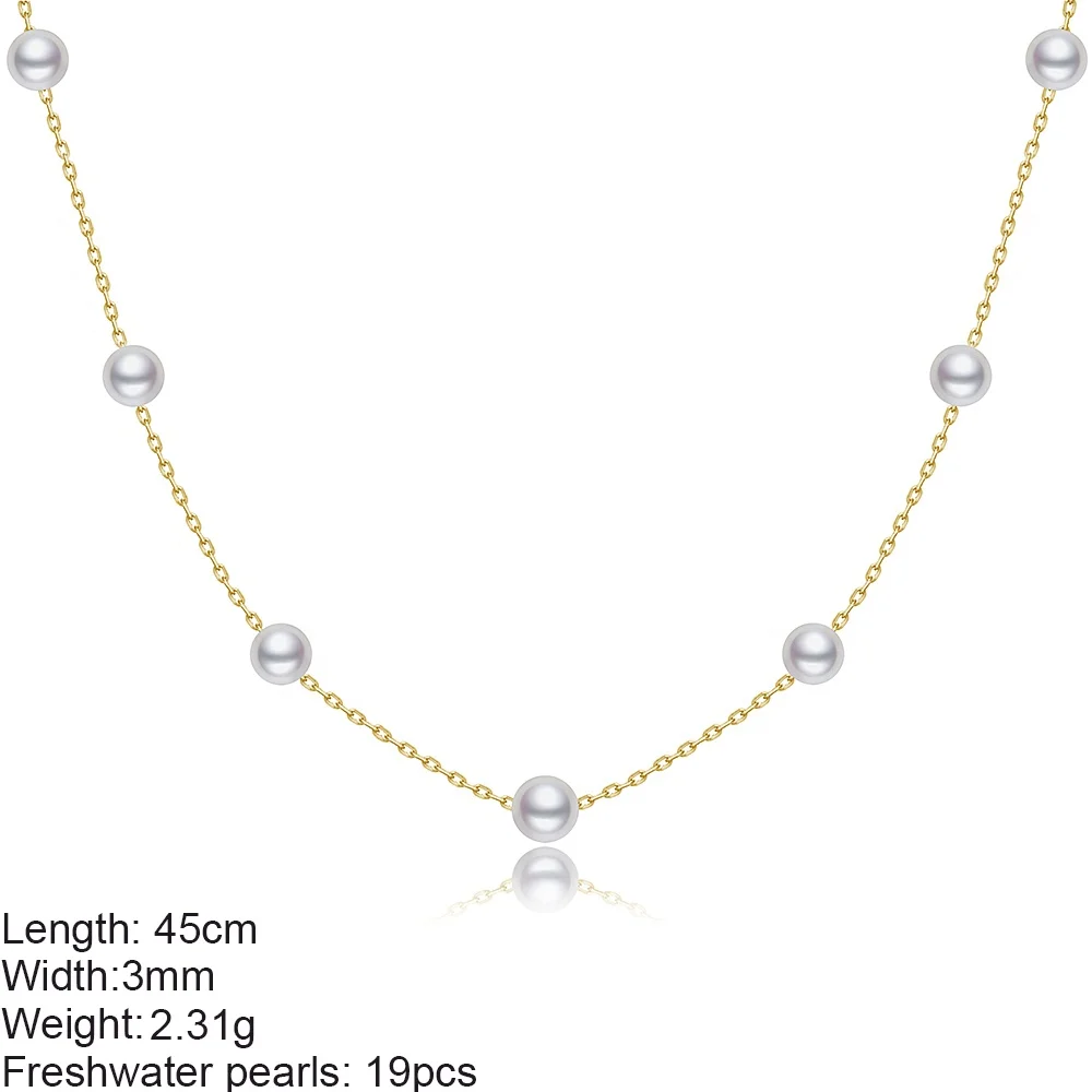 Hot Selling Genuine Gold Au585 Real Gold Necklace Pure 14 Karat Gold Chain Pearl Necklace Wholesale