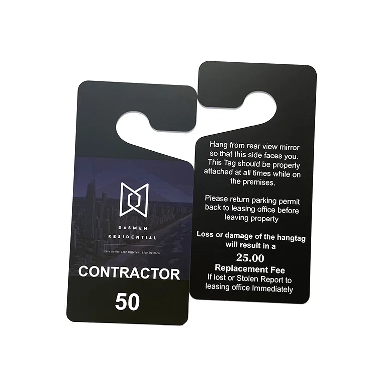 3.5 x 7 Inch Write-on Rearview Mirror Plastic Card PVC Temporary Parking Permit Hang Tag
