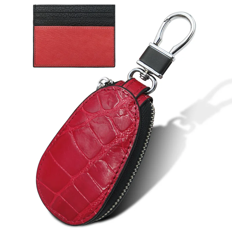 Luxury Customize Premium Leather Croc Grain  Car Key Case