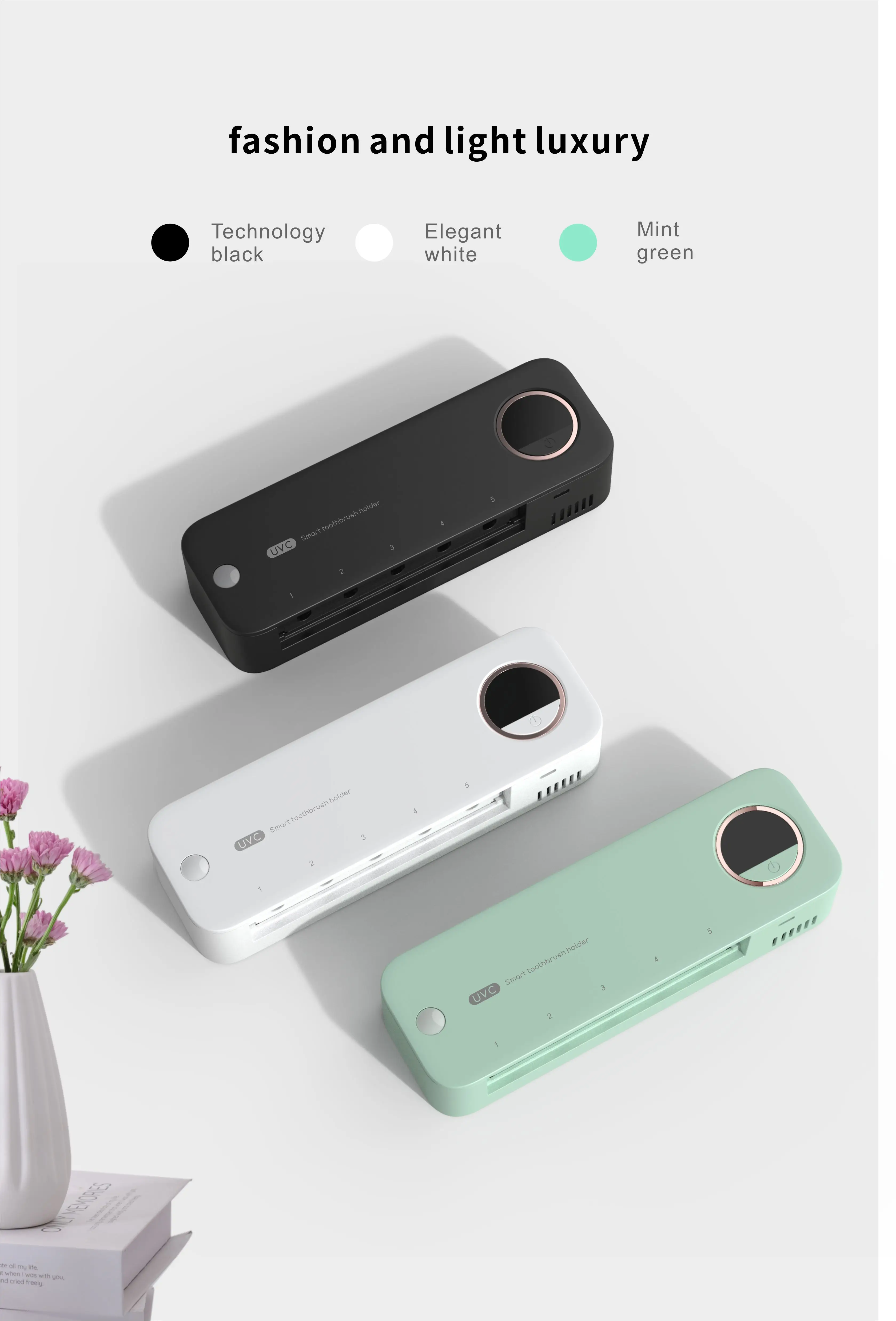 2024 Wall-Mounted ABS UVC LED Toothbrush Sanitizer Home Use Bathroom Accessory for Sterilization toothbrush holder