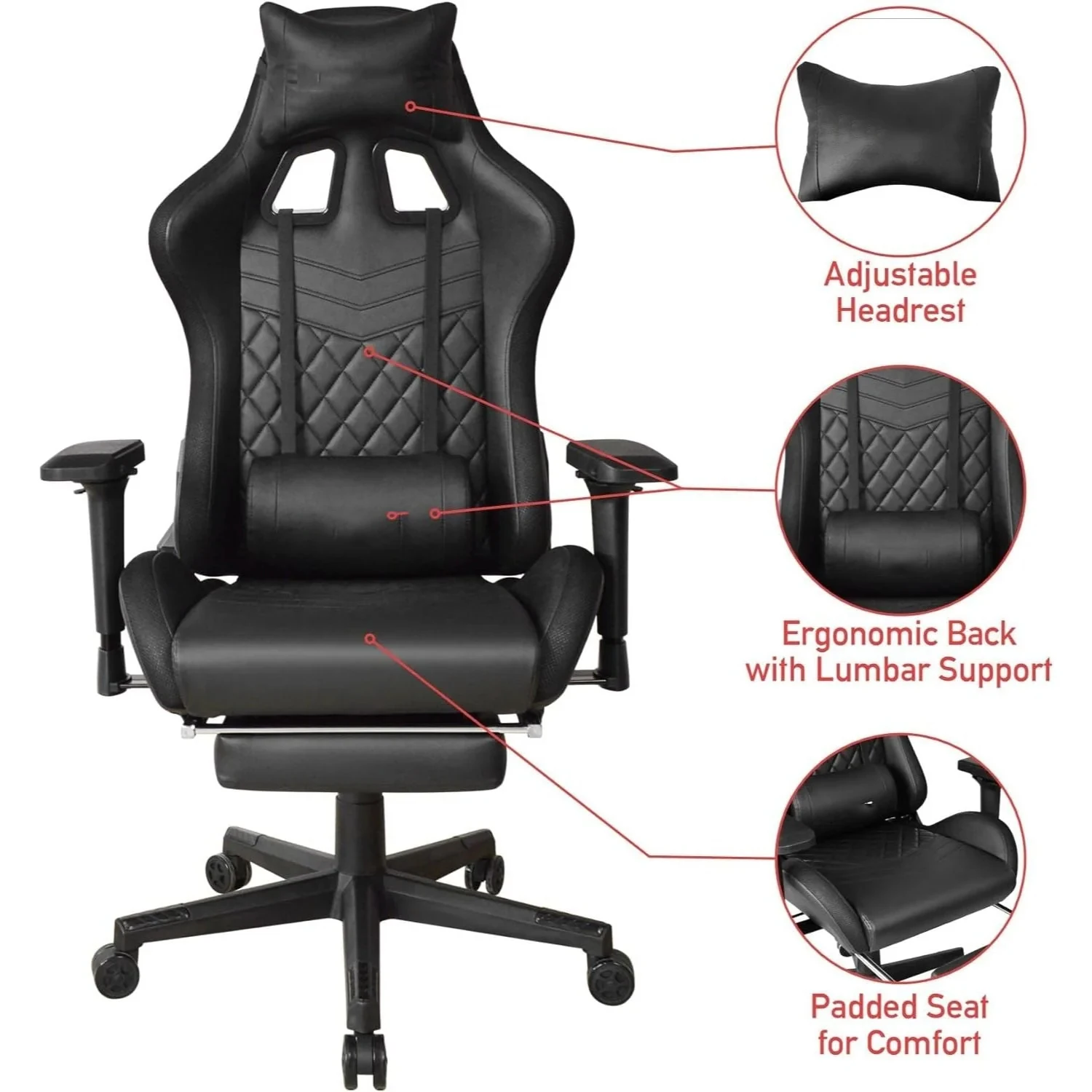 Free Sample Custom Logo High Quality Silla Reclining Computer LED Gaming Gamer Chair with Footrest Portable Handheld Misting Fan