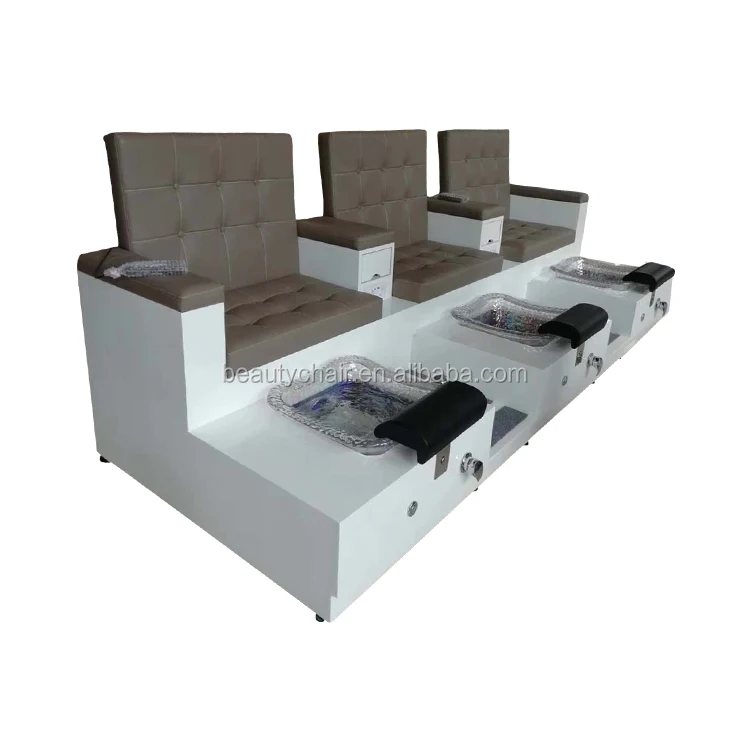 Large professional pedicure benches foot spa Solid wood lacquered custom wooden pedicure chair with surf lights