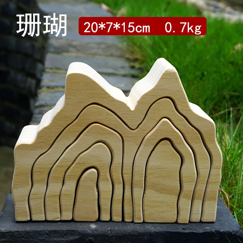 Montessori  Rainbow Children Creative 3D Wood Puzzle Wood Building Block Set Colorful Arch Bridge Toys for kids