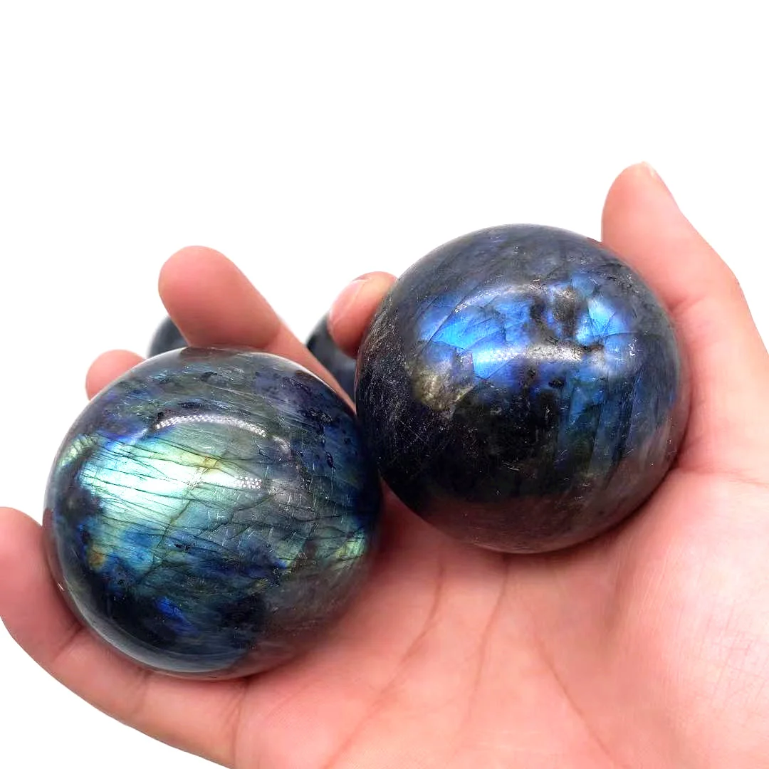 Natural Healing Stone Mineral Flash Crystal Sphere Rainbow Labradorite Ball for Divination