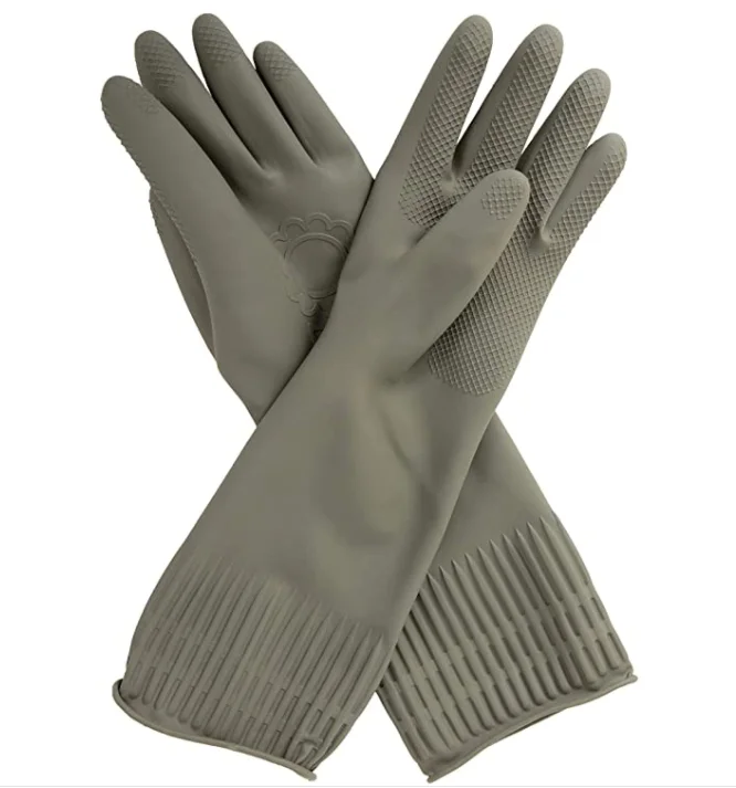 Reusable Waterproof Household Dishwashing Cleaning Rubber Gloves, Non-Slip Kitchen Glove