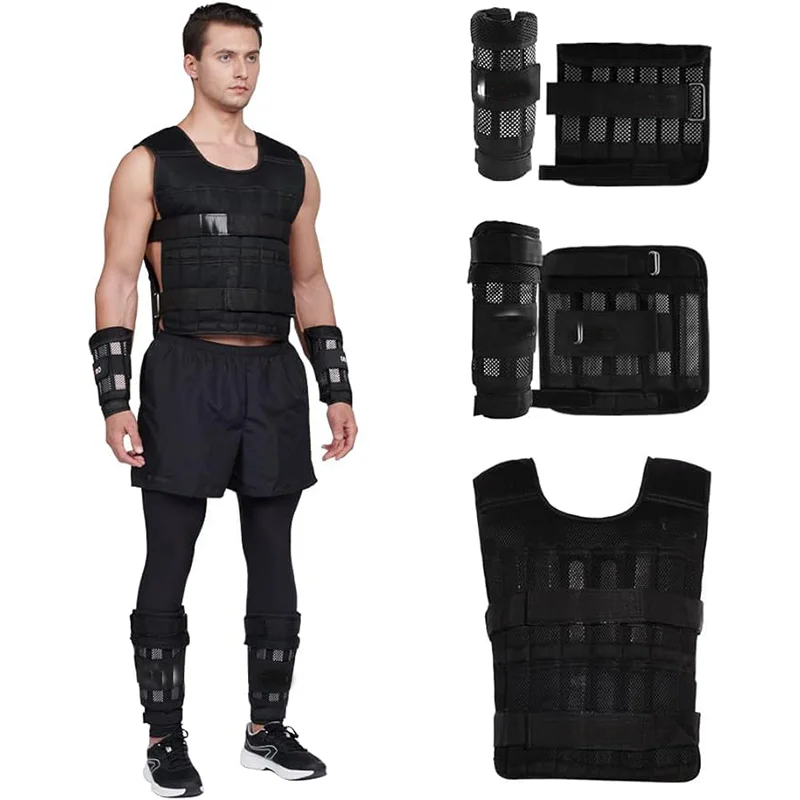 10~50KG Adjustable Strength Steel Jacket Waistcoat Breathable Quick Release Fitness Body Training Vest for Running Weighted Vest