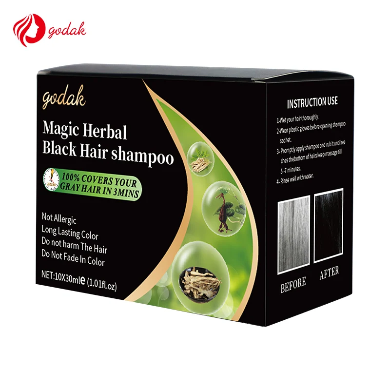 30ml Long Fragrance Private Label Customized Fast Magic Block Hair Color Herbal Hair Dye Shampoo