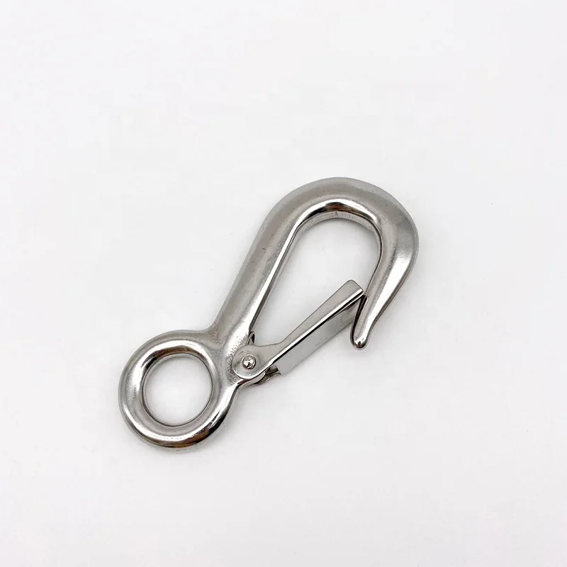 Stainless Steel Large Eye Hook With Latch Rigging Hardware 304/316 Lifting Cargo Snap Hook Spring Latched Crane Hooks