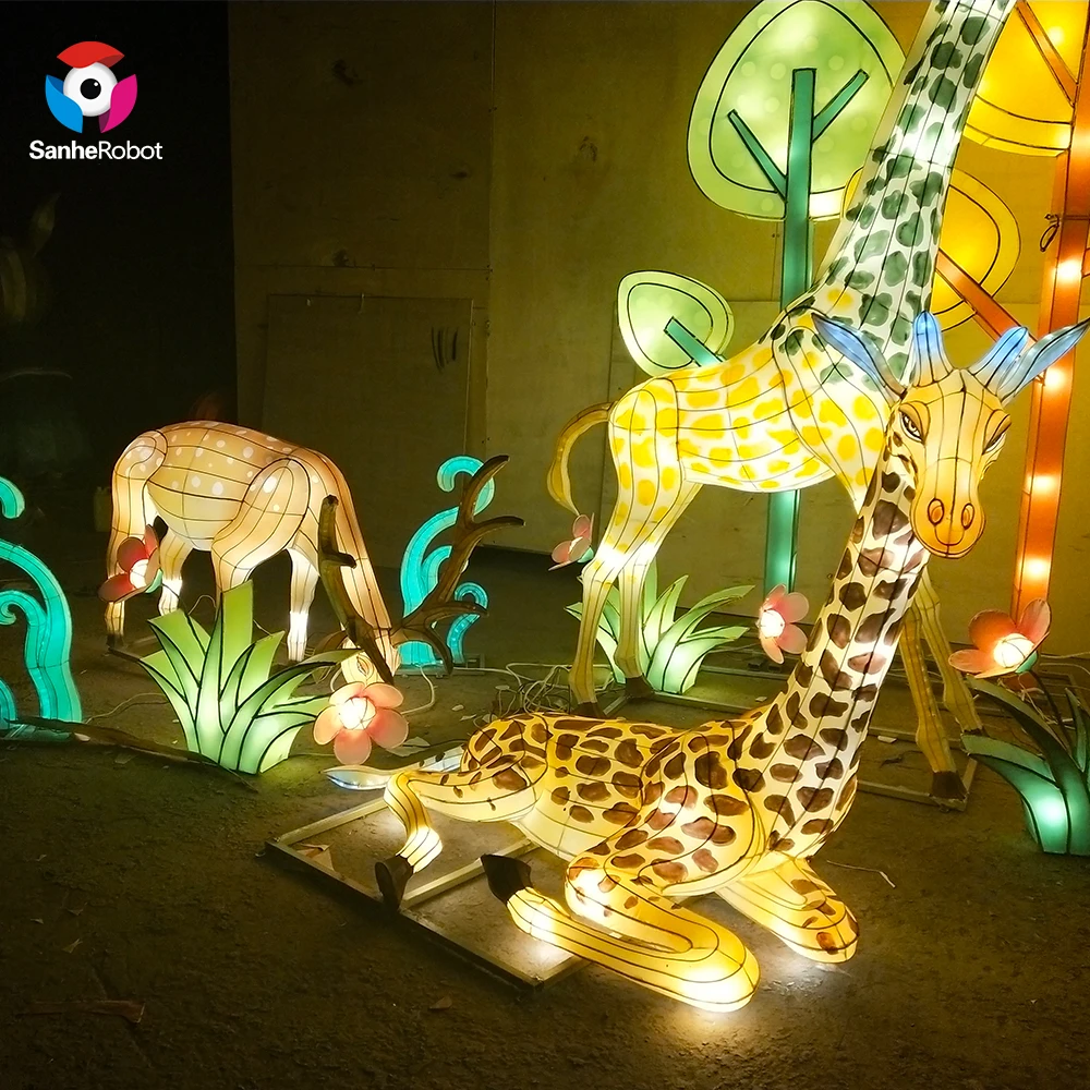 Festival Traditional Nylon Chinese Animal Giraffes Lantern