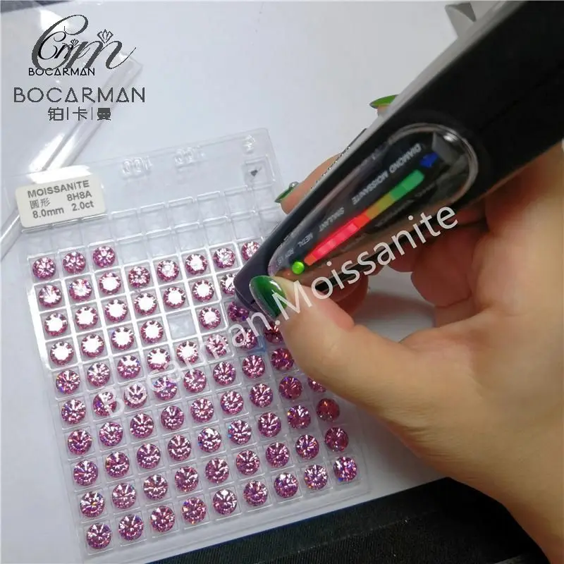 Bocarman 1ct VVS pink Round Brilliant Cut Moissanite Diamond Synthetic Loose stone accessories for jewelry