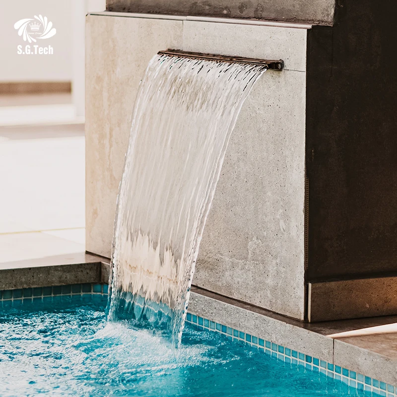 High Quality ABS Water Cascade Waterfall Curtain Customized With LED Light Acrylic Pool Waterfall