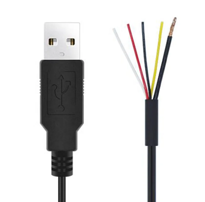 MP3 MP4 player open bare end cable tinned copper wire with ground wire shielding to USB 2.0 A Male cable