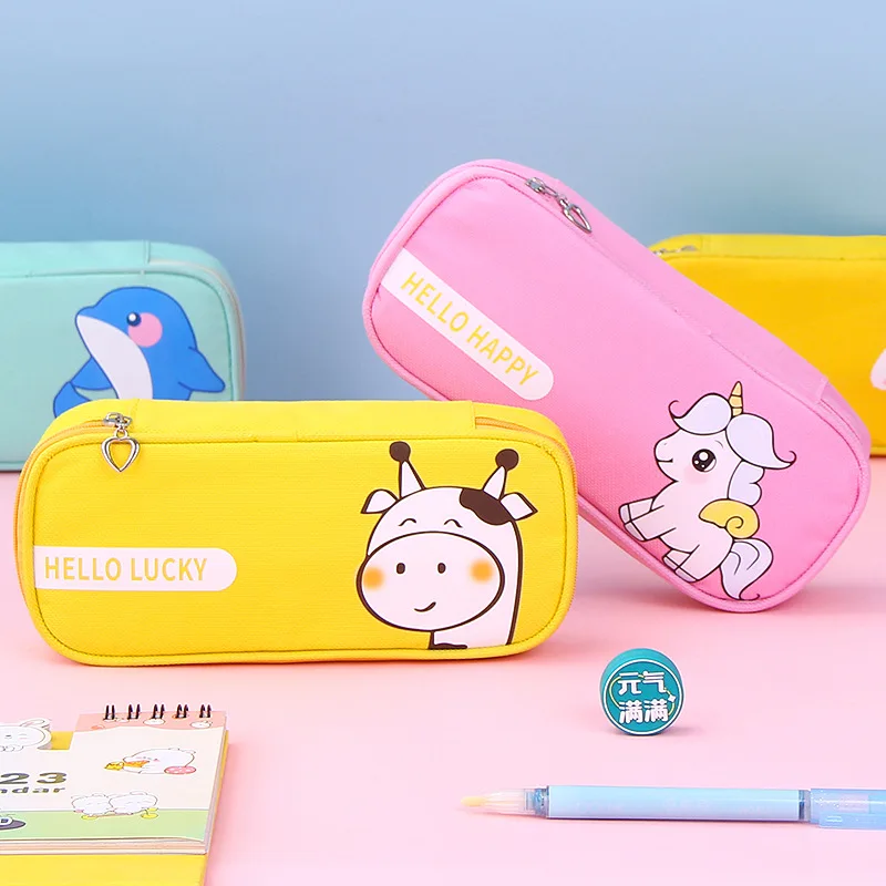 Wholesale Cartoon Unicorn Pencil Case Large Capacity Stationery Pen Bag Cute School Student Stationery