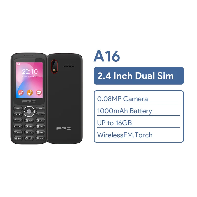 Глобальная версия IPRO A16 2,4 дюймовый базовый функциональный телефон с камерой низкая цена дешевый телефон китайская Мини-кнопка функциональный телефон