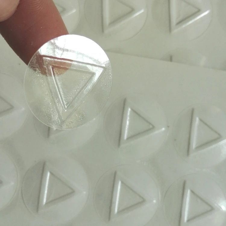 Индивидуальные треугольные приподнятые клейкие этикетки наклейки в рулоне упаковка на заказ виниловые прозрачные тактильные предупреждающие