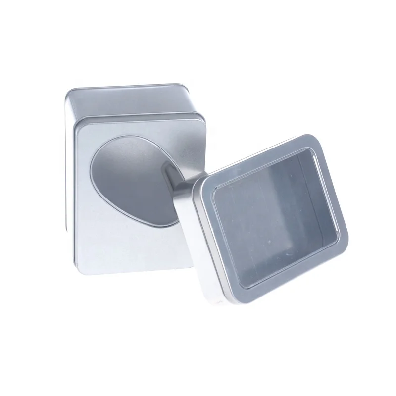 China manufacturer direct supply metal tin box with window clear transparent tin can